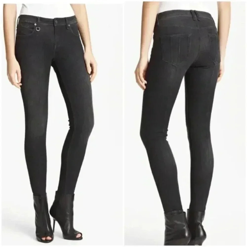 Burberry Brit Westbourne Skinny Crop Jeans Faded Black Wash Size 29